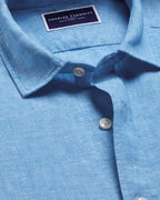 Charles Tyrwhitt Pure Linen Shirt - Ocean Blue