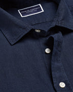 Charles Tyrwhitt Pure Linen Short Sleeve Shirt - Navy