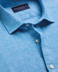 Charles Tyrwhitt Short Sleeve Pure Linen Shirt – Ocean Blue