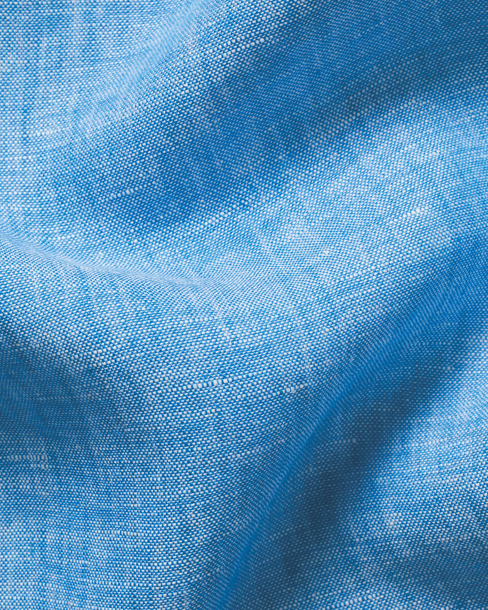 Charles Tyrwhitt Short Sleeve Pure Linen Shirt – Ocean Blue