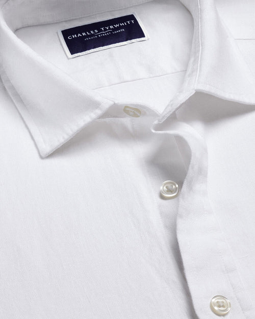Charles Tyrwhitt Short Sleeve Pure Linen Shirt - White