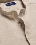Charles Tyrwhitt Collarless Pure Linen Shirt - Oatmeal