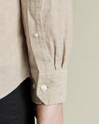 Charles Tyrwhitt Collarless Pure Linen Shirt - Oatmeal