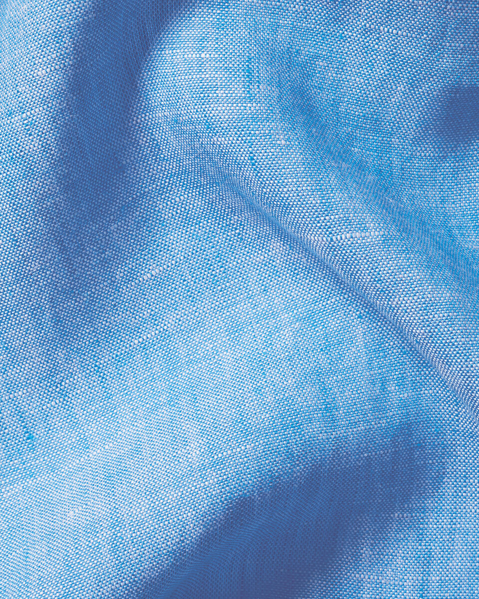Charles Tyrwhitt Collarless Pure Linen Shirt - Ocean Blue