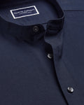 Charles Tyrwhitt Collarless Stretch Washed Oxford Shirt - Ink Blue