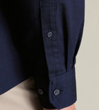 Charles Tyrwhitt Collarless Stretch Washed Oxford Shirt - Ink Blue