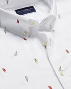 Charles Tyrwhitt Short Sleeve Non-Iron Poplin Ice Cream Print Shirt - White