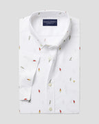 Charles Tyrwhitt Short Sleeve Non-Iron Poplin Ice Cream Print Shirt - White