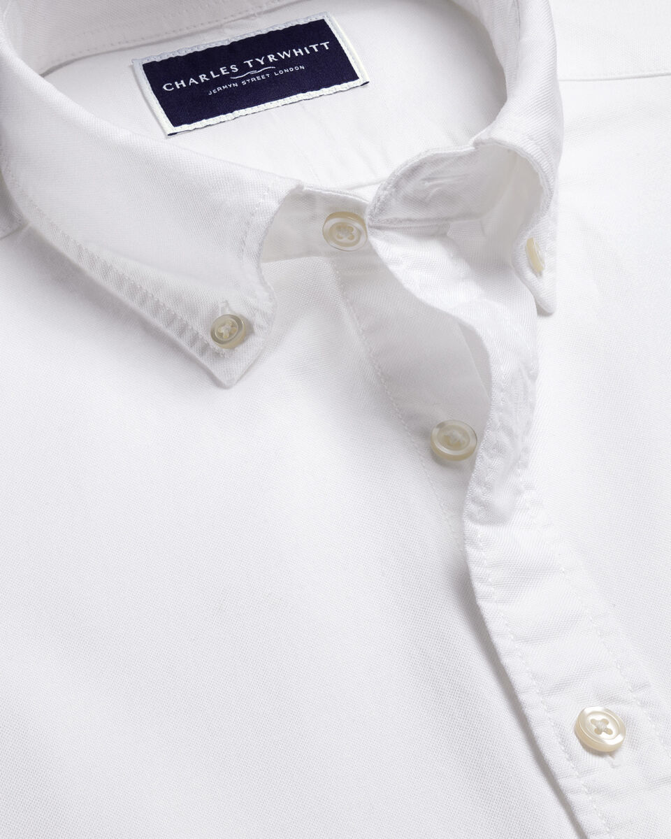 Charles Tyrwhitt Button-Down Stretch Washed Oxford Shirt - White