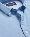 Charles Tyrwhitt Short Sleeve Stretch Washed Oxford Shirt - Sky Blue