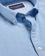 Charles Tyrwhitt Short Sleeve Stretch Washed Oxford Shirt - Sky Blue