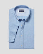 Charles Tyrwhitt Short Sleeve Stretch Washed Oxford Shirt - Sky Blue