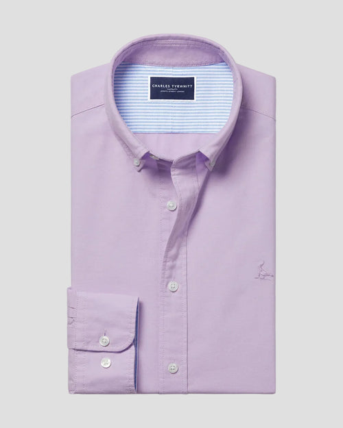 Charles Tyrwhitt Stretch Washed Oxford Shirt - Lilac