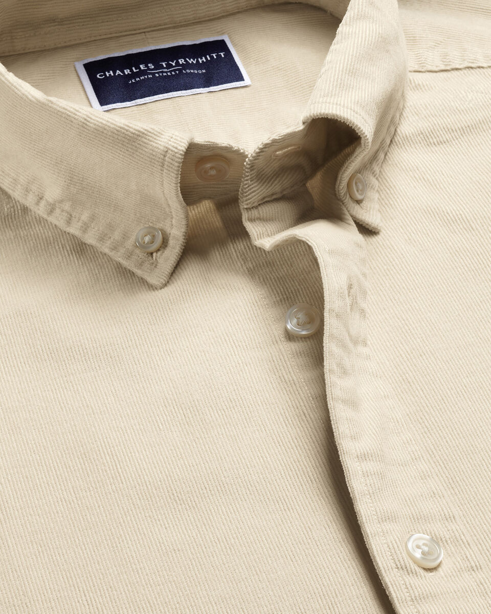 Charles Tyrwhitt Corduroy Stretch Shirt - Cream