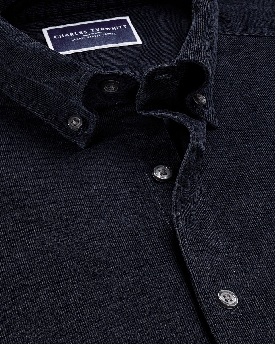 Charles Tyrwhitt Corduroy Stretch Shirt - Navy Blue