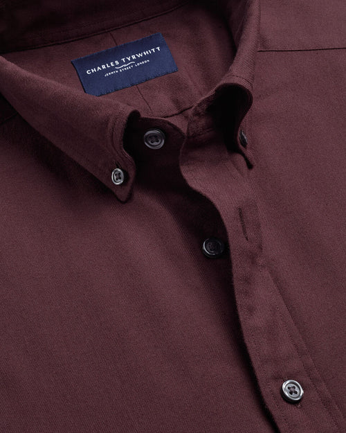 Charles Tyrwhitt Brushed Flannel Shirt - Burgundy