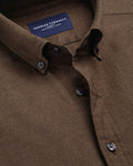 Charles Tyrwhitt Brushed Flannel Shirt - Chocolate Brown