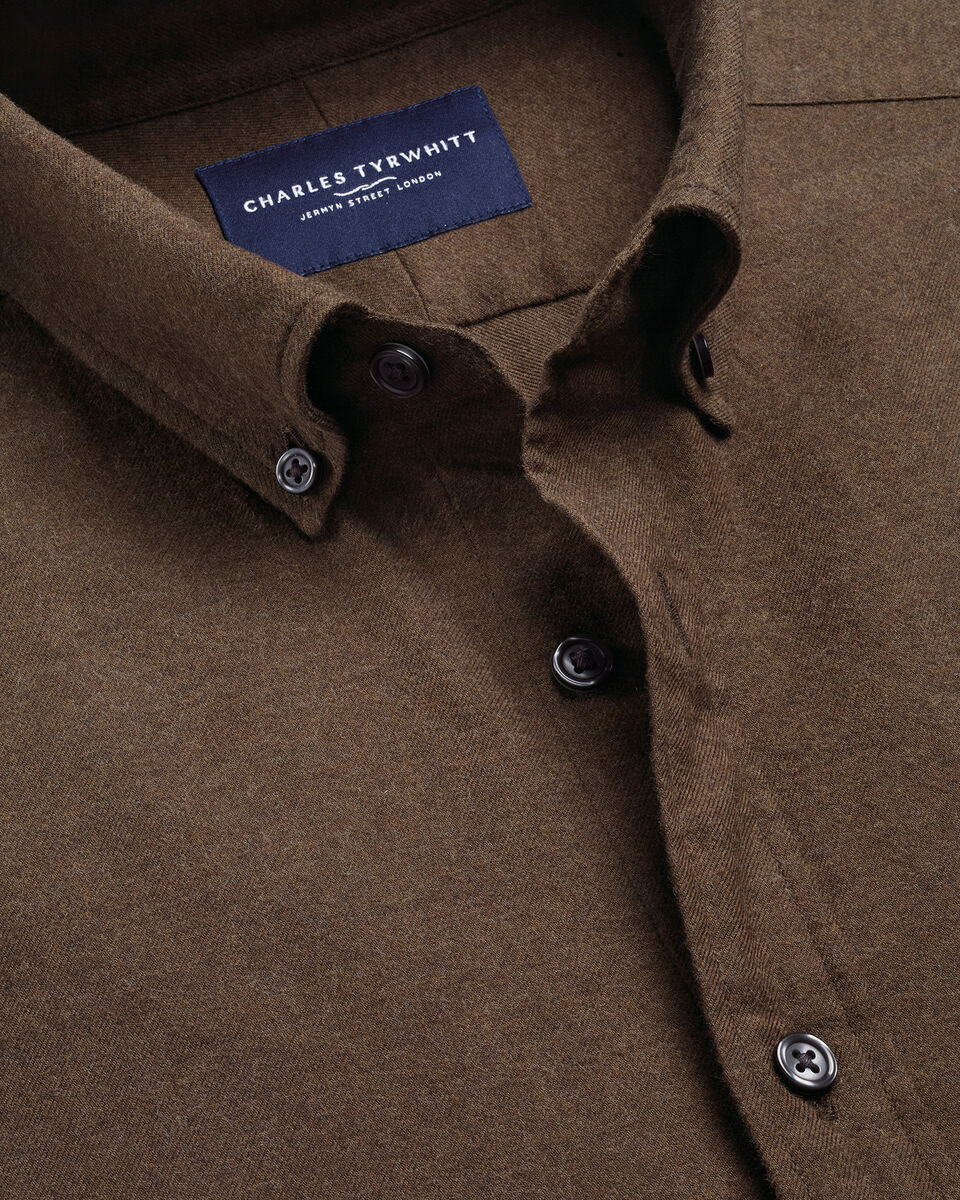 Charles Tyrwhitt Brushed Flannel Shirt - Chocolate Brown