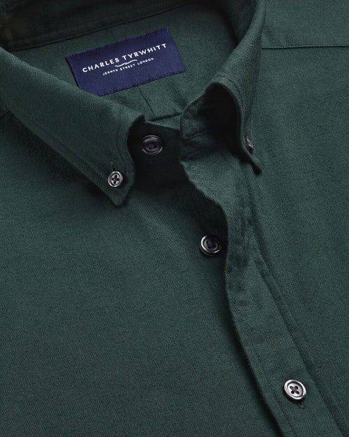 Charles Tyrwhitt Brushed Flannel Shirt - Forest Green