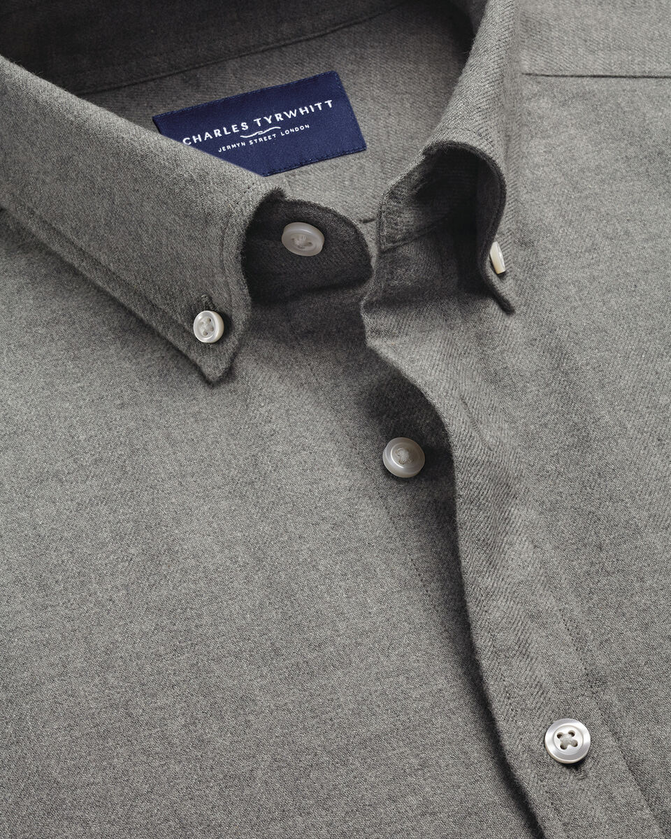 Charles Tyrwhitt Brushed Flannel Shirt - Grey