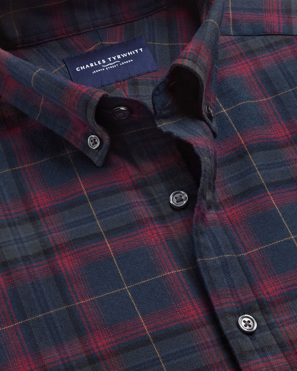 Charles Tyrwhitt Brushed Flannel Shirt - Navy
