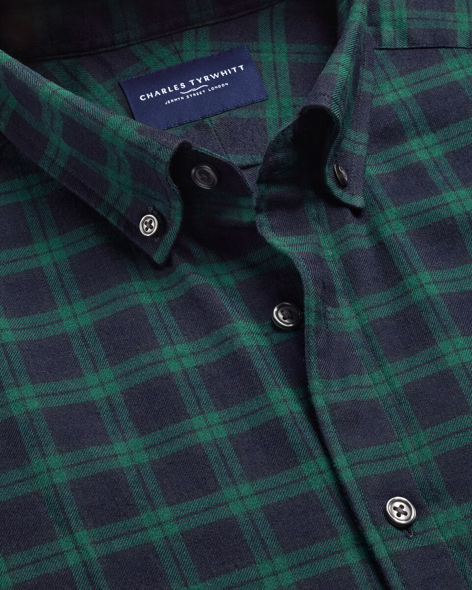 Charles Tyrwhitt Brushed Flannel Shirt - Navy & Green