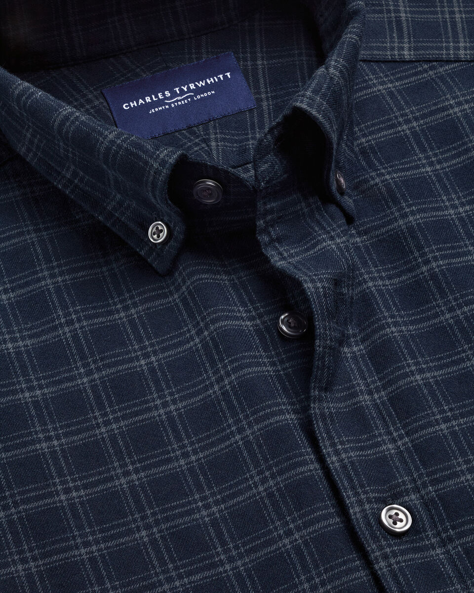 Charles Tyrwhitt Brushed Flannel Shirt - Ink Blue