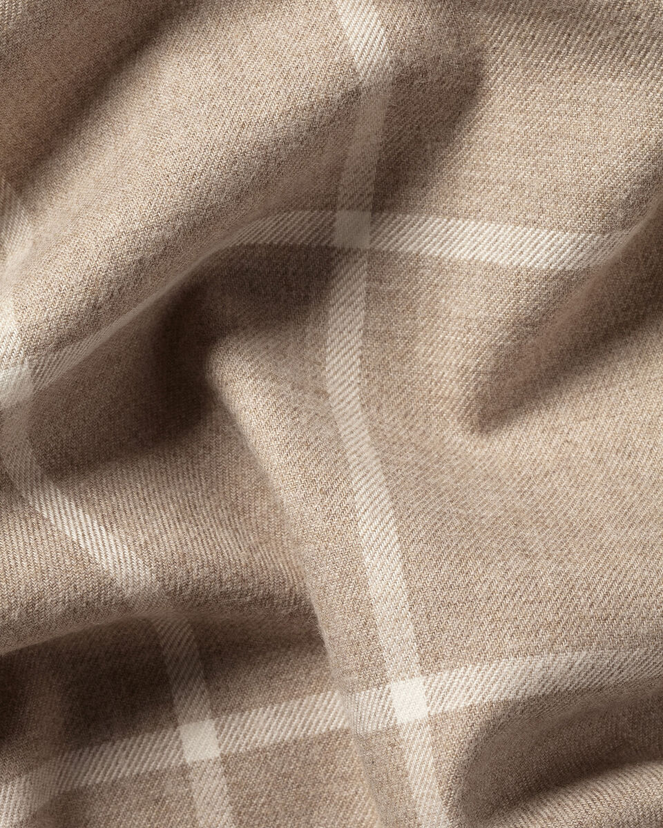 Charles Tyrwhitt Brushed Flannel Shirt - Windowpane Check Taupe