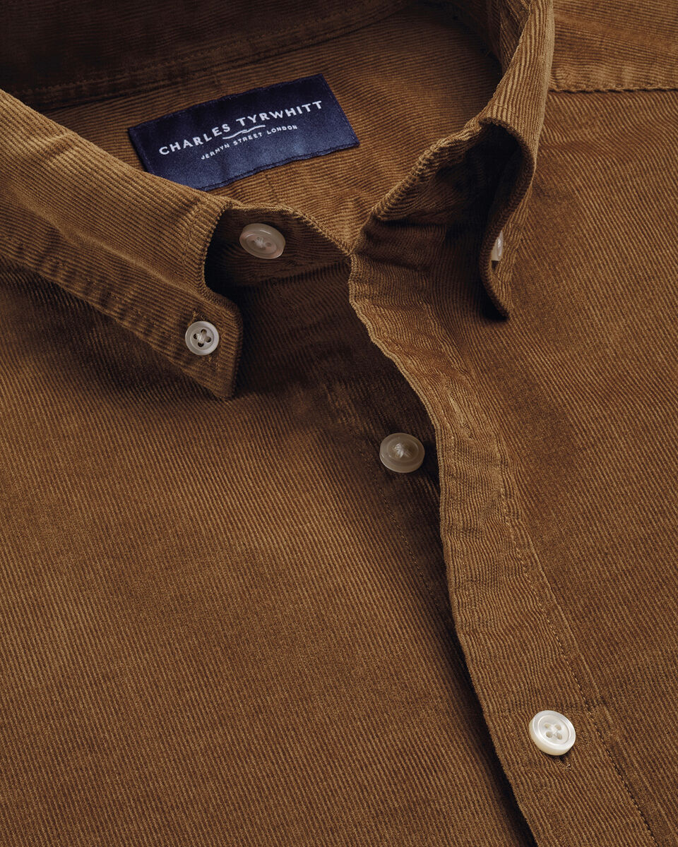 Charles Tyrwhitt Corduroy Stretch Shirt - Tan