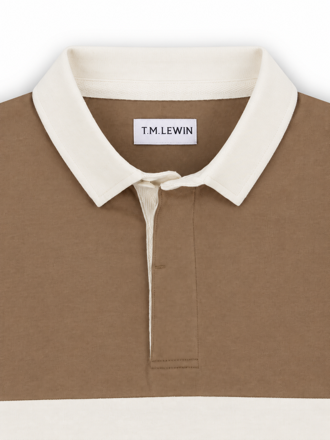 T.M.Lewin Colour Block Rugby Shirt - Caribou & Gardenia