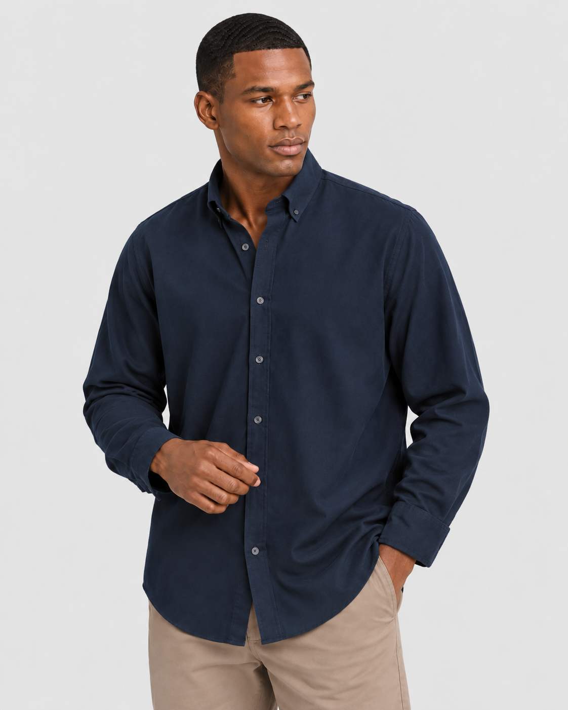 Charles Tyrwhitt Brushed Flannel Shirt - Navy Blue