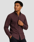Charles Tyrwhitt Brushed Flannel Shirt - Burgundy