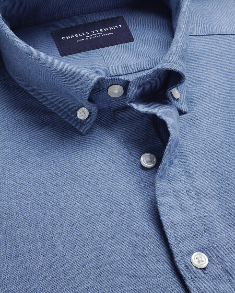 Charles Tyrwhitt Brushed Flannel Shirt - Denim Blue