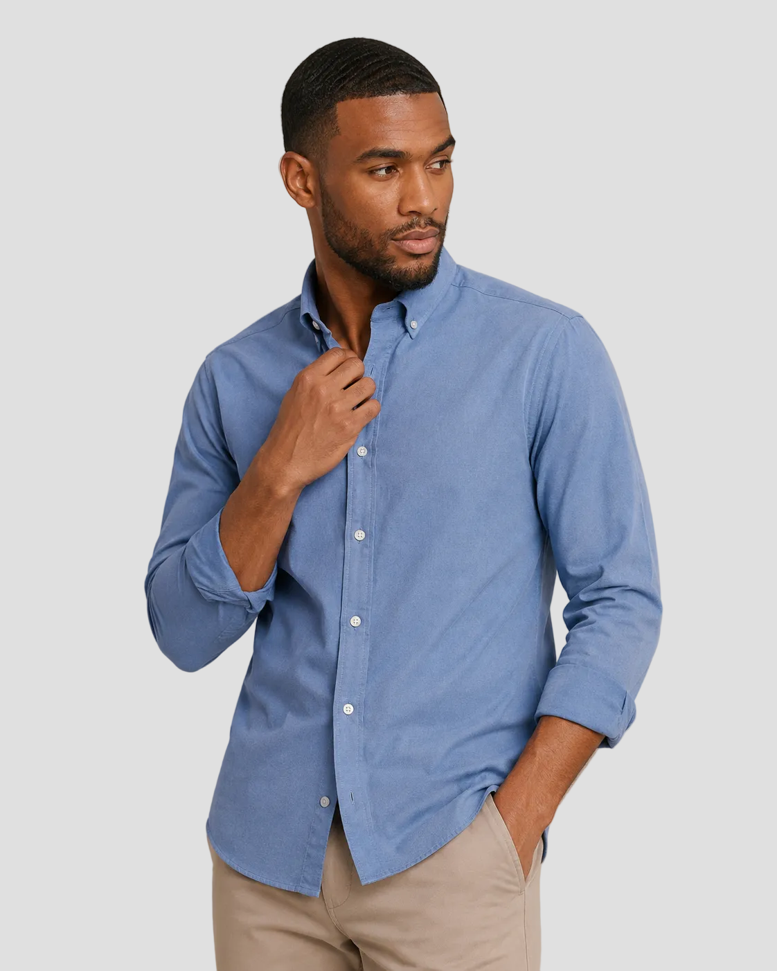 Charles Tyrwhitt Brushed Flannel Shirt - Denim Blue