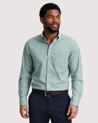 Charles Tyrwhitt Button-Down Stretch Washed Poplin Gingham Shirt - Green