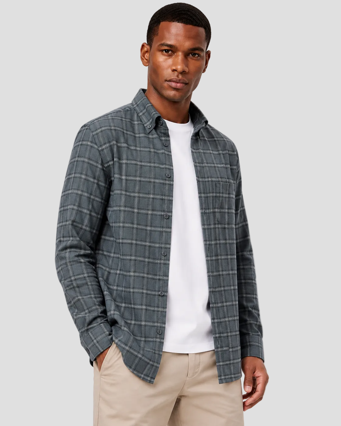 Charles Tyrwhitt Non-Iron Twill Check Shirt - Graphite Grey