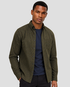 Charles Tyrwhitt Non-Iron Twill Check Shirt - Olive Green