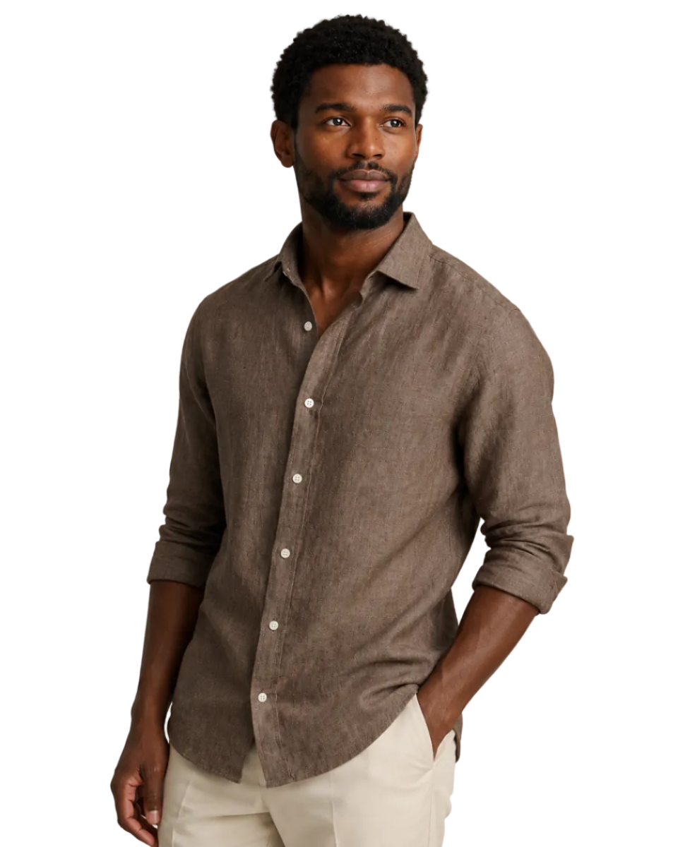 Charles Tyrwhitt Pure Linen Shirt - Mocha