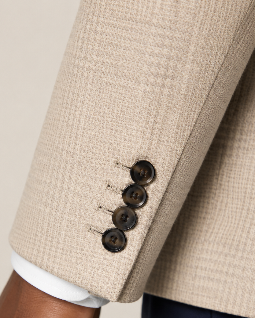 Charles Tyrwhitt Wool Silk Check Jacket - Stone