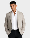 Charles Tyrwhitt Wool Textured Check Jacket - Stone - LuxxeCoast