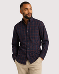 Charles Tyrwhitt Non-Iron Twill Check Shirt - Navy & Amber