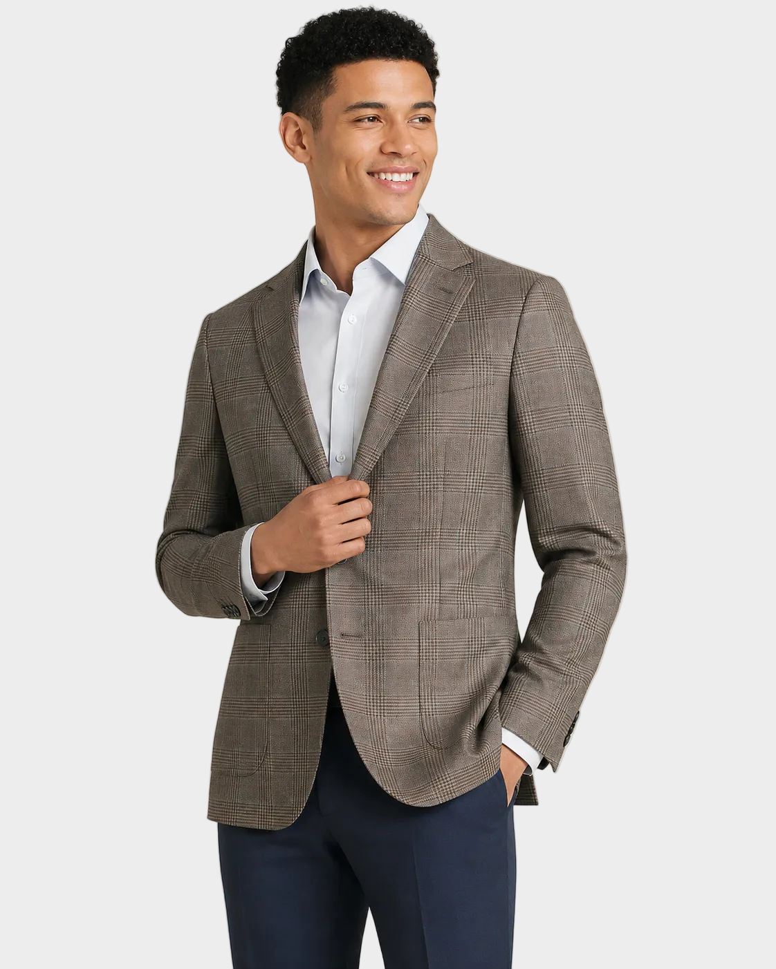 Charles Tyrwhitt Luxury Italian Check Jacket - Mocha