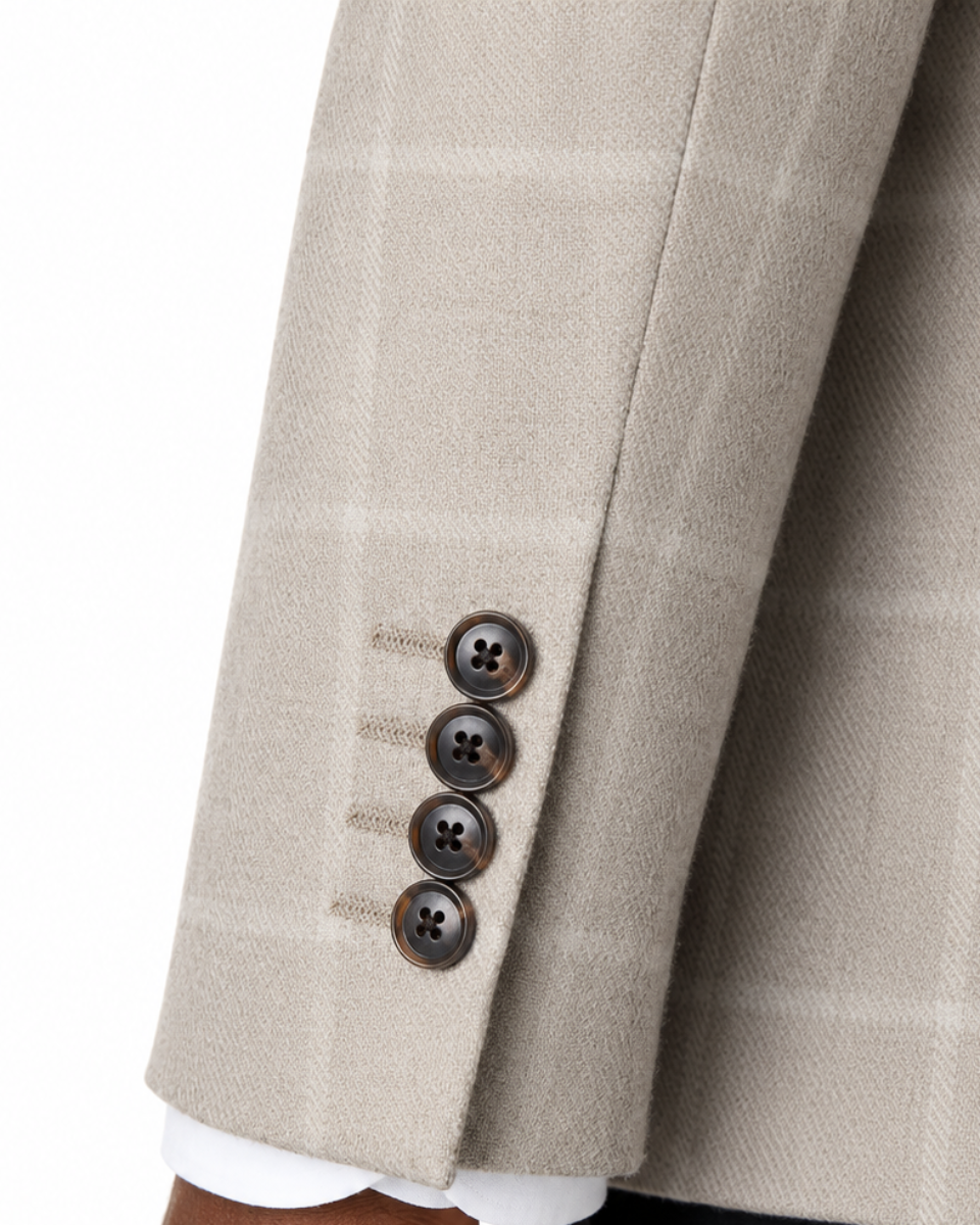 Charles Tyrwhitt Wool Textured Check Jacket - Stone