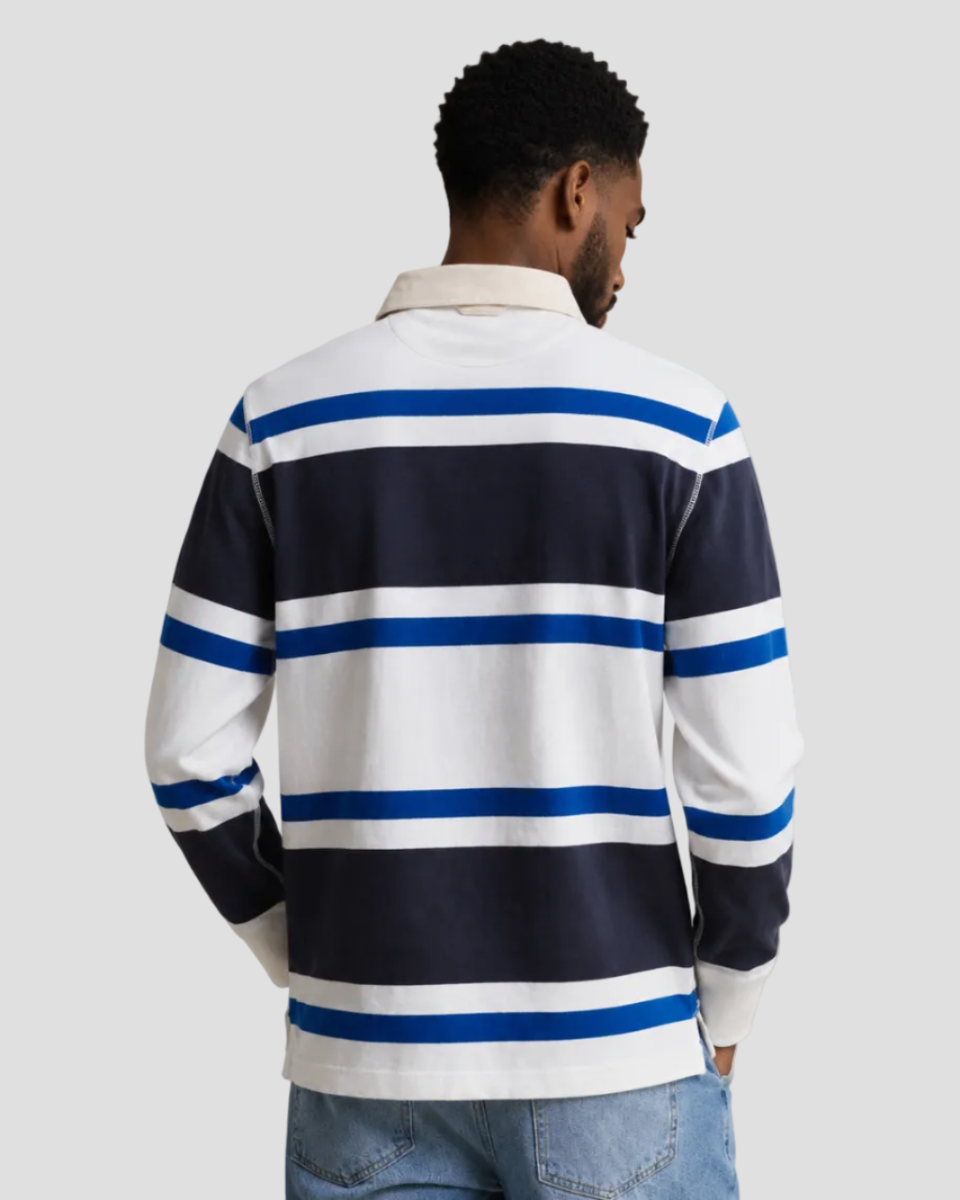 GANT Block Striped Rugger – Evening Blue