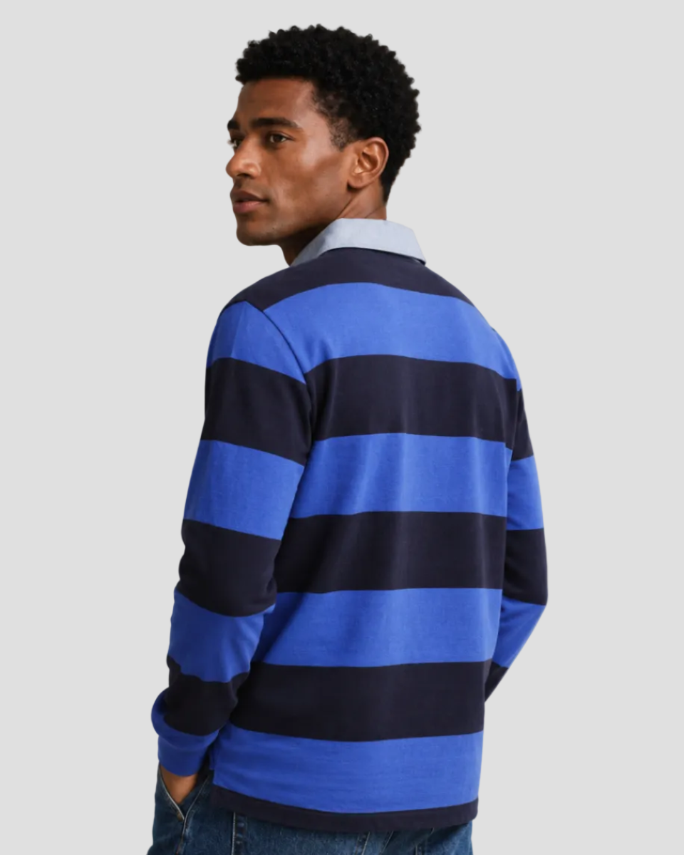 GANT Chambray Collar Striped Heavy Rugger – Royal Blue