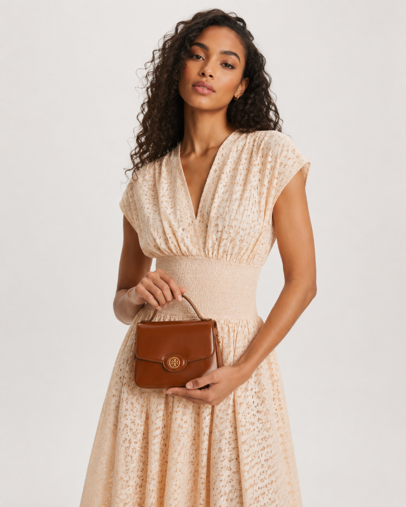 Tory Burch Small Robinson Spazzolato Top-Handle Bag