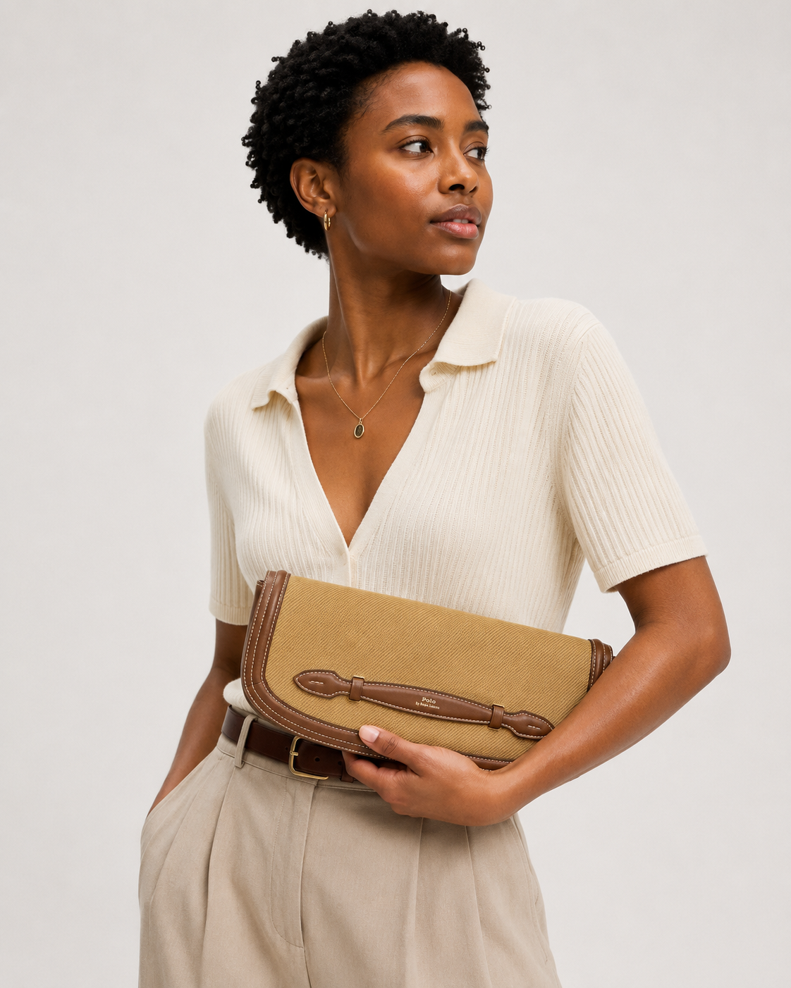 Polo Ralph Lauren Bellport Suede Long-Flap Clutch – Biscotti/Cuoio