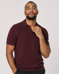 Charles Tyrwhitt Cotton Texture Trophy Neck Knitted Polo – Burgundy