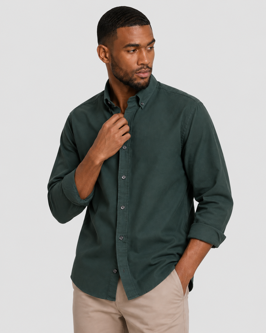 Charles Tyrwhitt Brushed Flannel Shirt - Forest Green