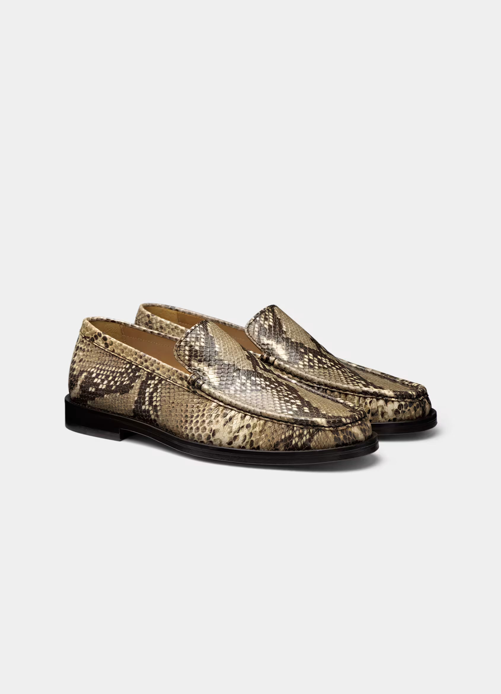 SUITSUPPLY Light Brown Embossed Leather Loafer
